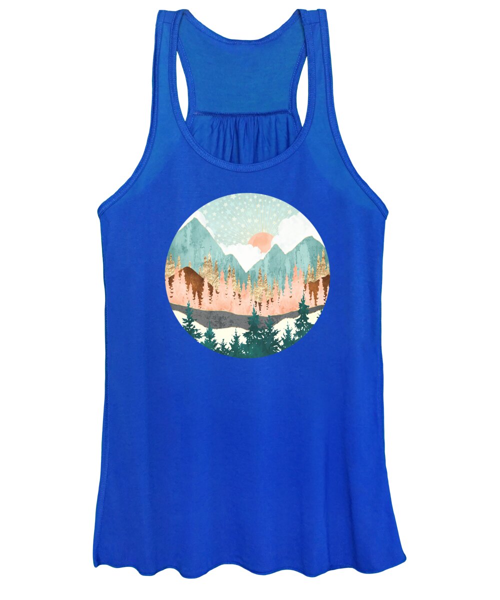 Winter Women's Tank Top featuring the digital art Winter Forest Vista by Spacefrog Designs