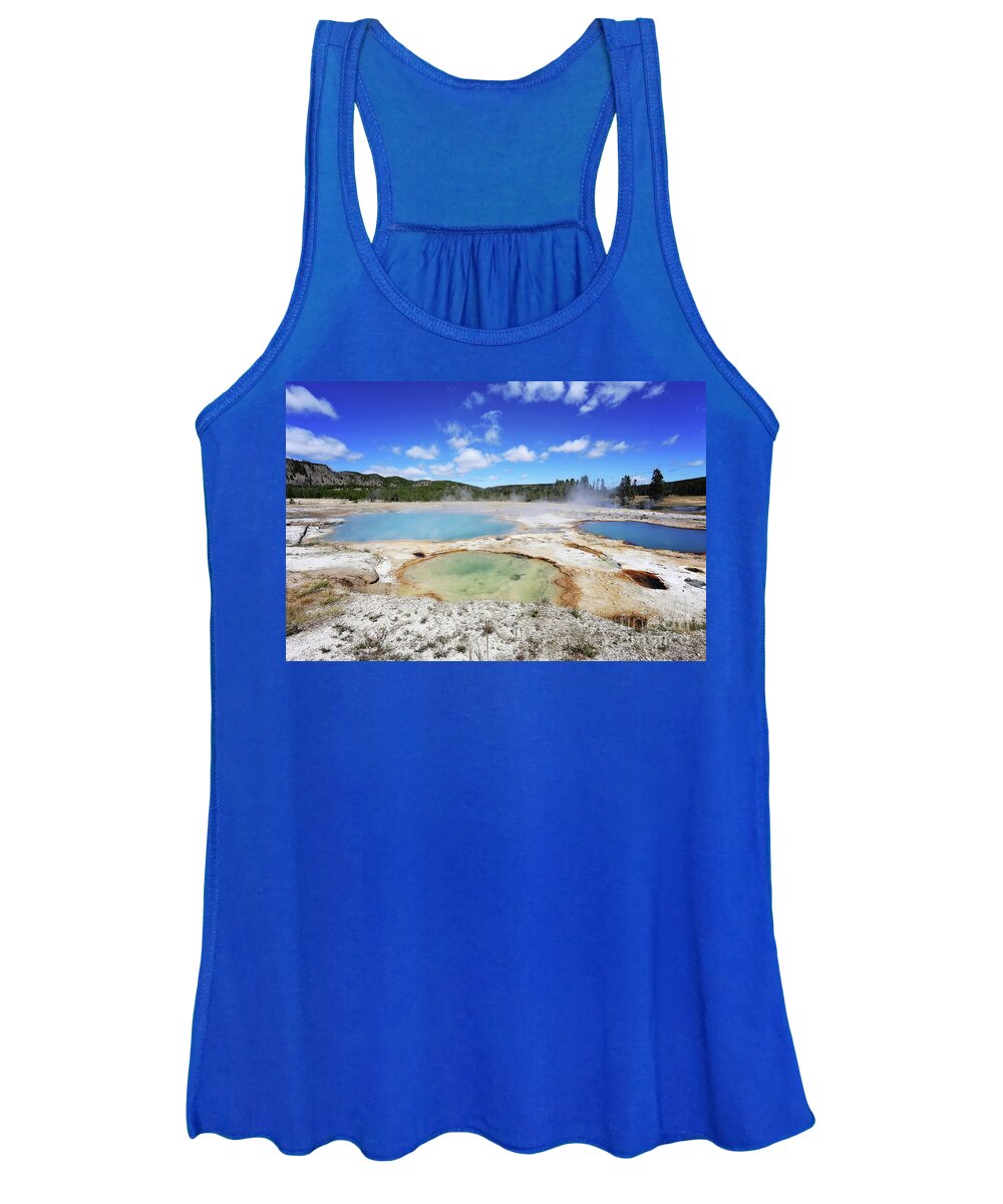 Yellowstone Women's Tank Top featuring the photograph Yellowstone thermal pools by Sylvia Cook