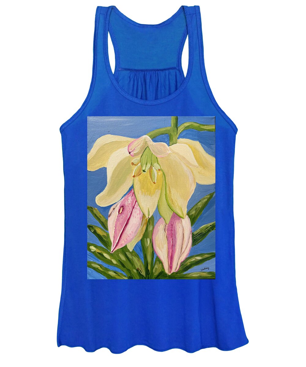 Yucca Women's Tank Top featuring the painting Yucca Flower by Christina Wedberg