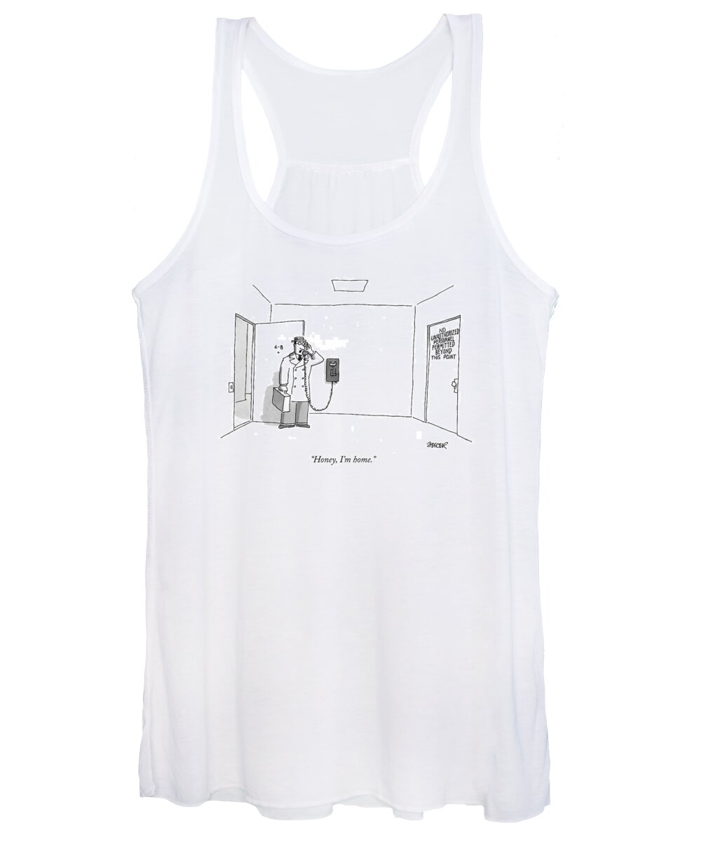 Doors Women's Tank Top featuring the drawing Honey, I'm Home #1 by Jack Ziegler