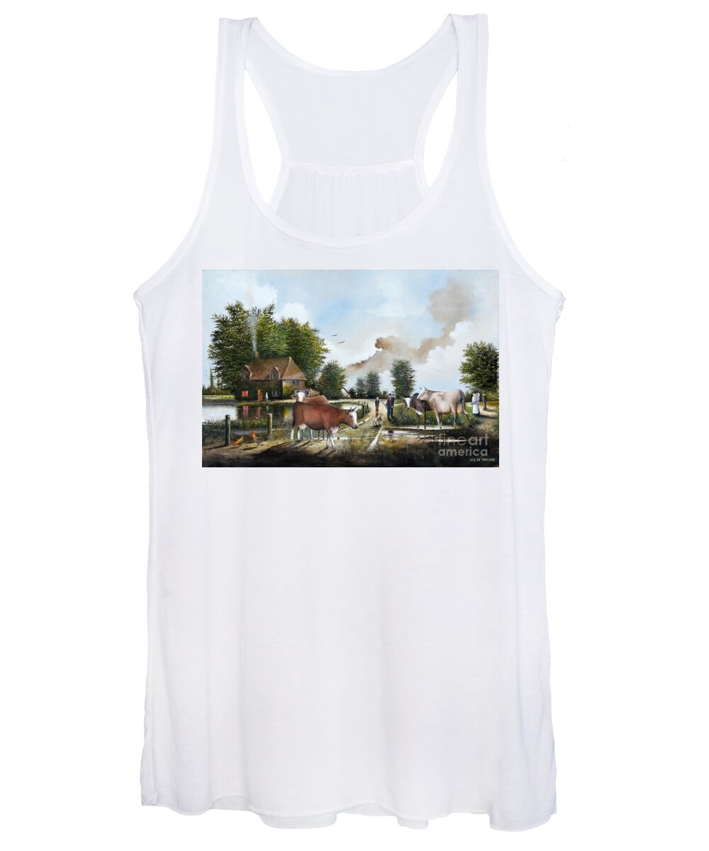 Countryside Women's Tank Top featuring the painting Milking Time by Ken Wood