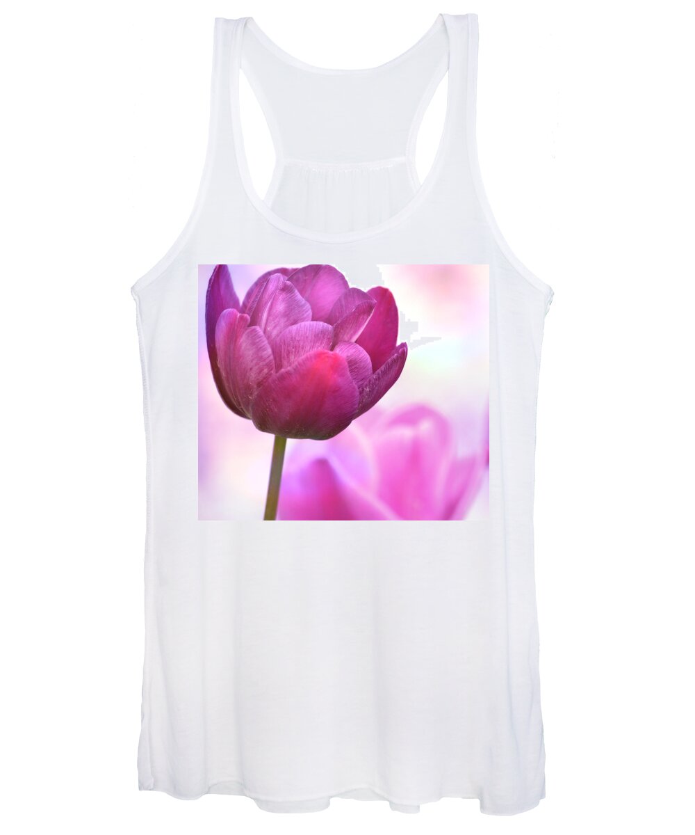 Art Women's Tank Top featuring the photograph Purple and Pink Tulips by Joan Han