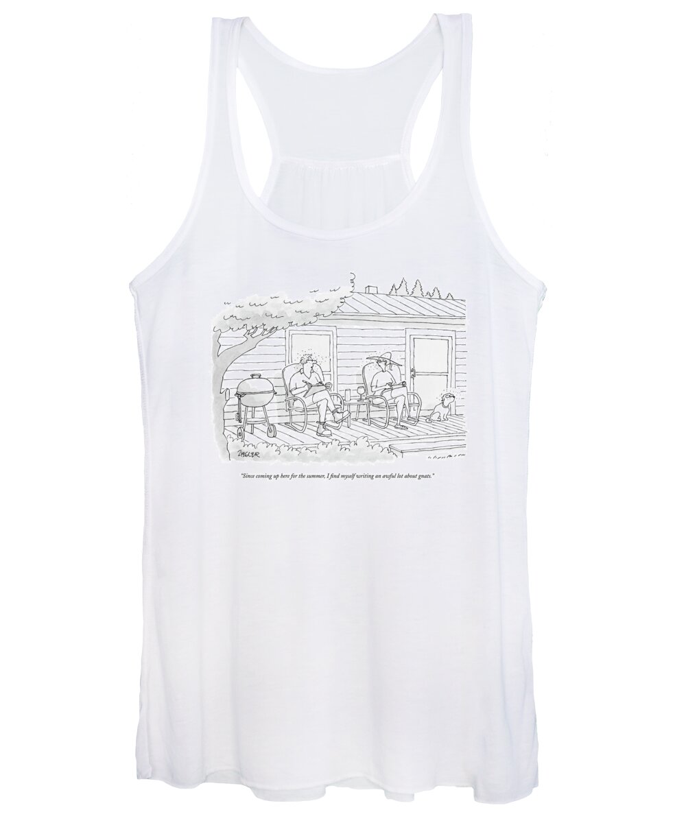 Problems Nature Insects

(couple Sitting On Porch With Bugs Swarming Around Their Heads.) 122526 Jzi Jack Ziegler Women's Tank Top featuring the drawing Since Coming Up Here For The Summer by Jack Ziegler