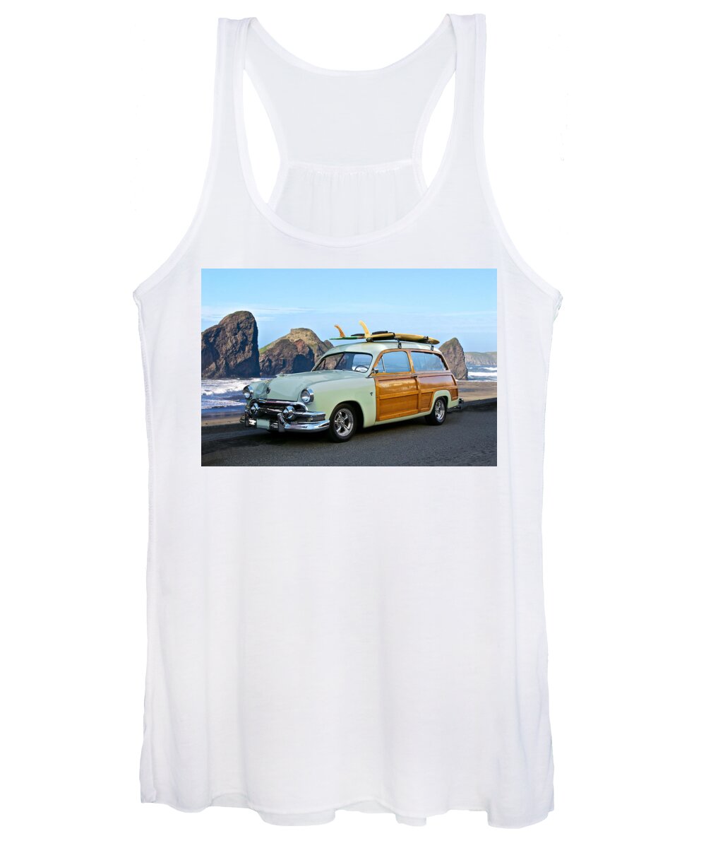 Auto Women's Tank Top featuring the photograph 1951 Ford 'Woody' Wagon by Dave Koontz