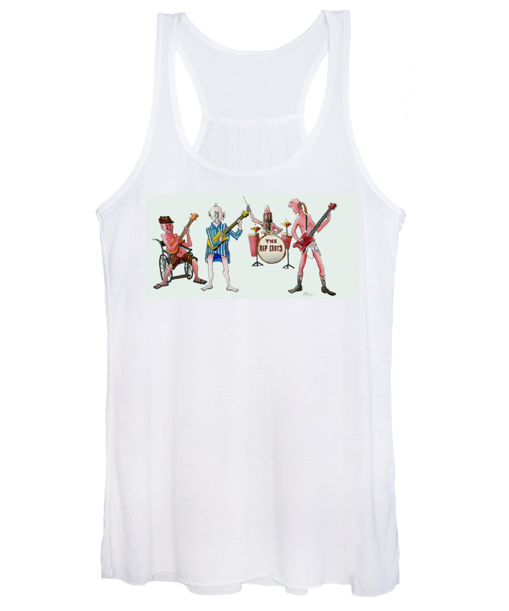  Women's Tank Top featuring the drawing A Band of Feralgenarians by R Allen Swezey