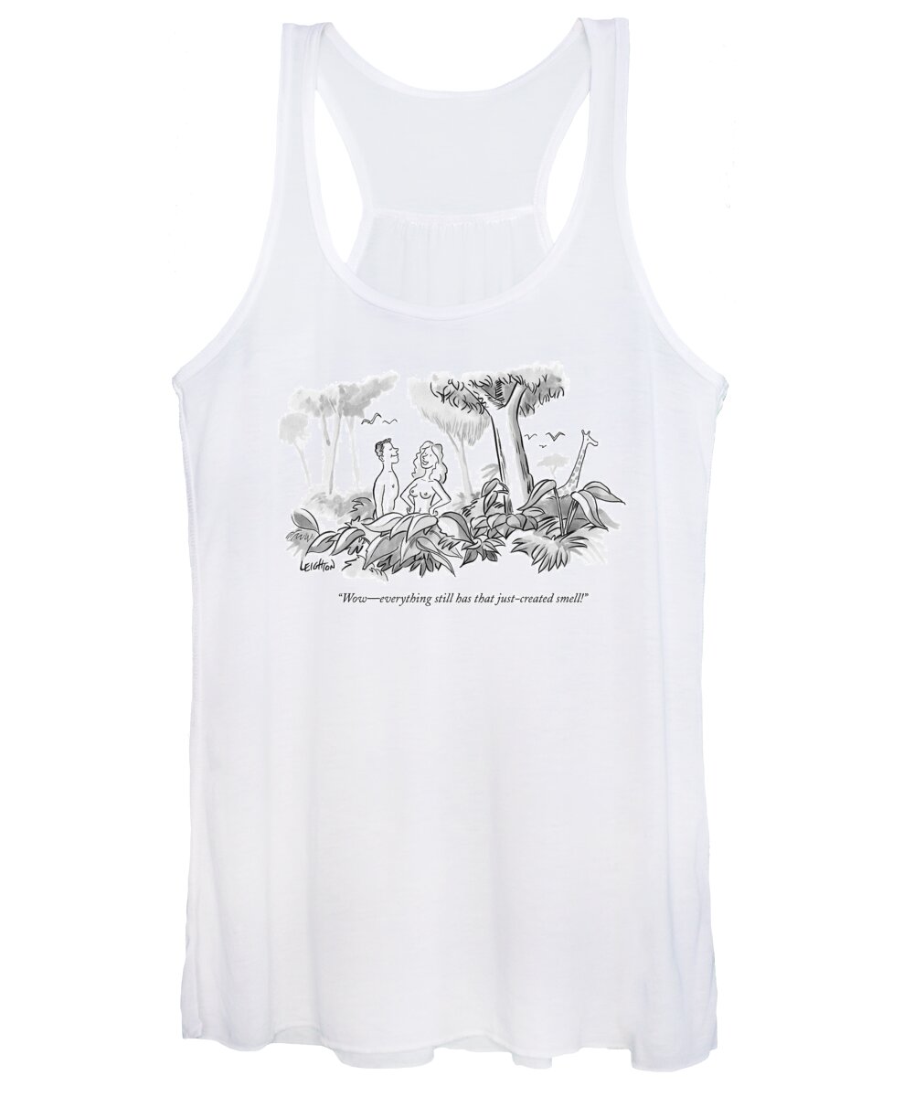 Adam And Eve Women's Tank Top featuring the drawing Wow - Everything Still Has That Just-created by Robert Leighton
