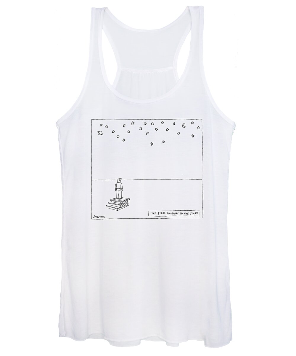 Staircase Women's Tank Top featuring the drawing The $19.99 Stairway To The Stars by Jack Ziegler