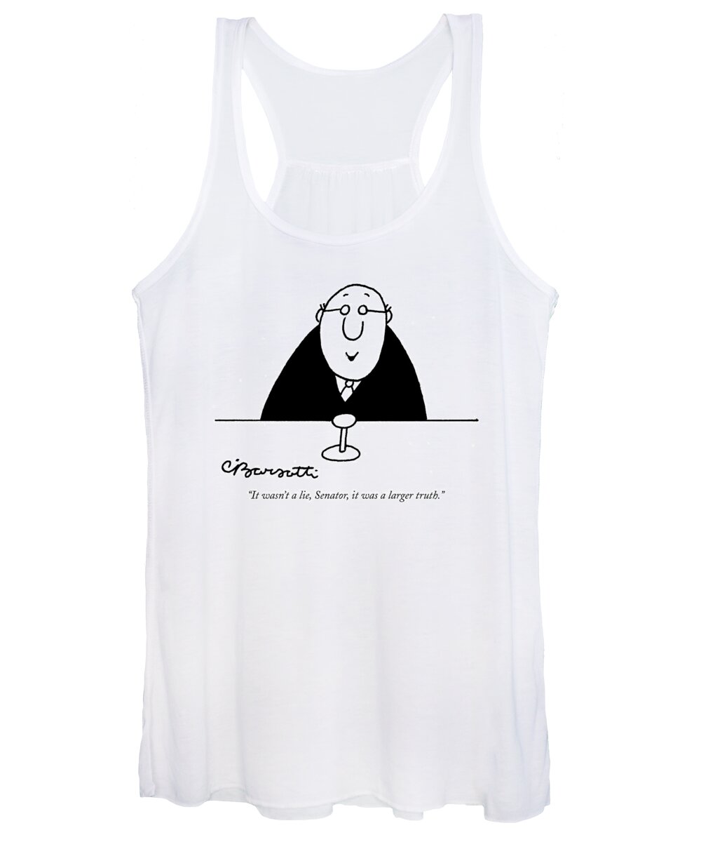 Honesty Women's Tank Top featuring the drawing It Wasn't A Lie by Charles Barsotti