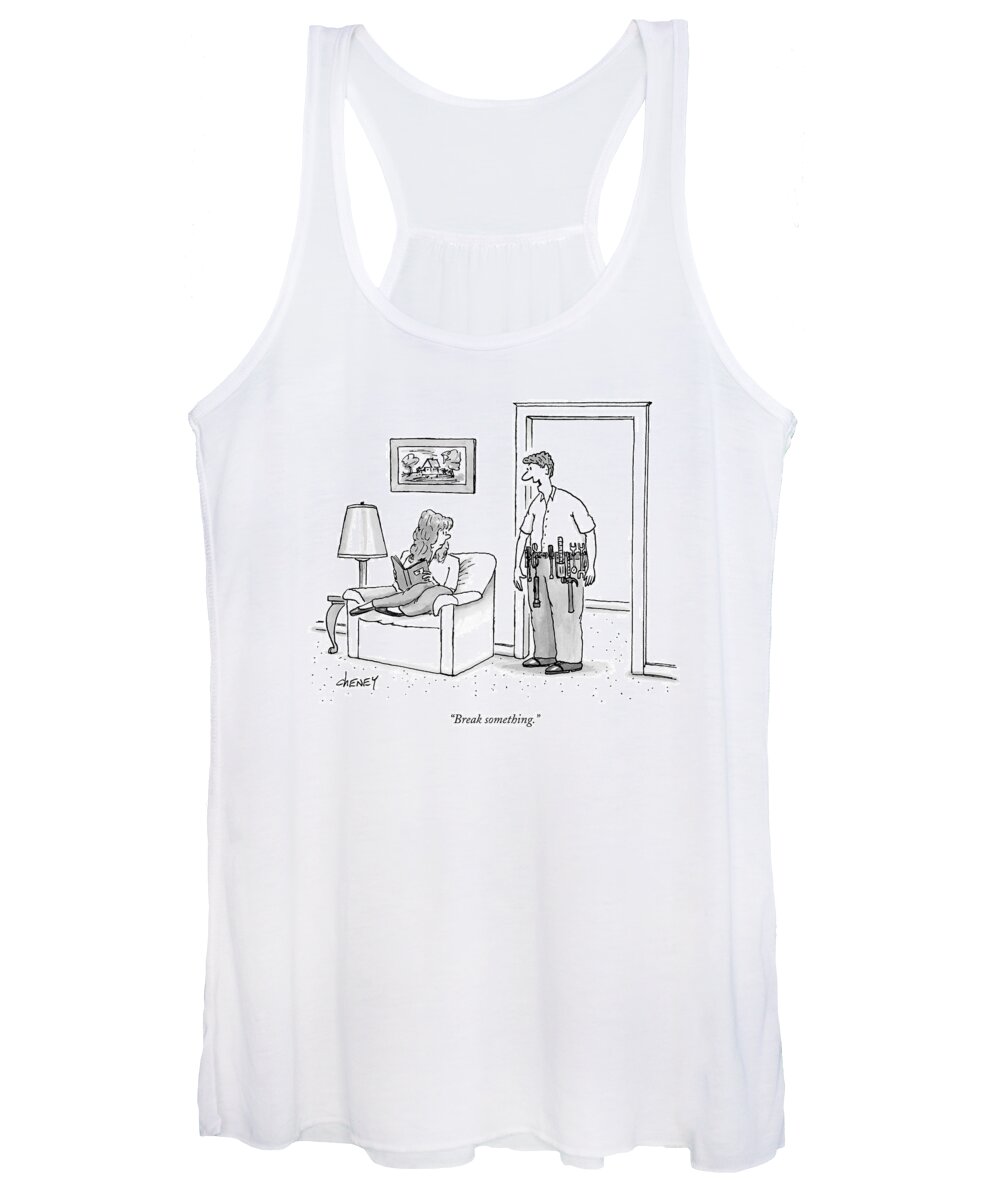 Interiors Workers Household Chores Women's Tank Top featuring the drawing Break Something by Tom Cheney