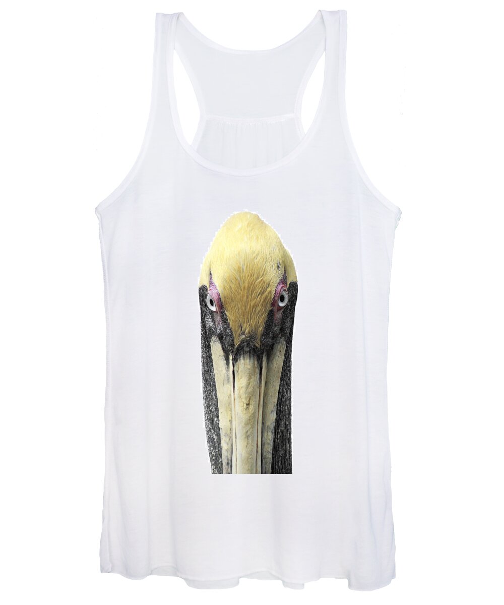Pelican Women's Tank Top featuring the photograph Brown Pelican-2 by Rudy Umans