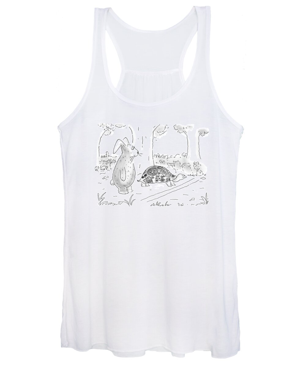 The Hare And The Tortoise Women's Tank Top featuring the drawing New Yorker August 21st, 2000 by Arnie Levin