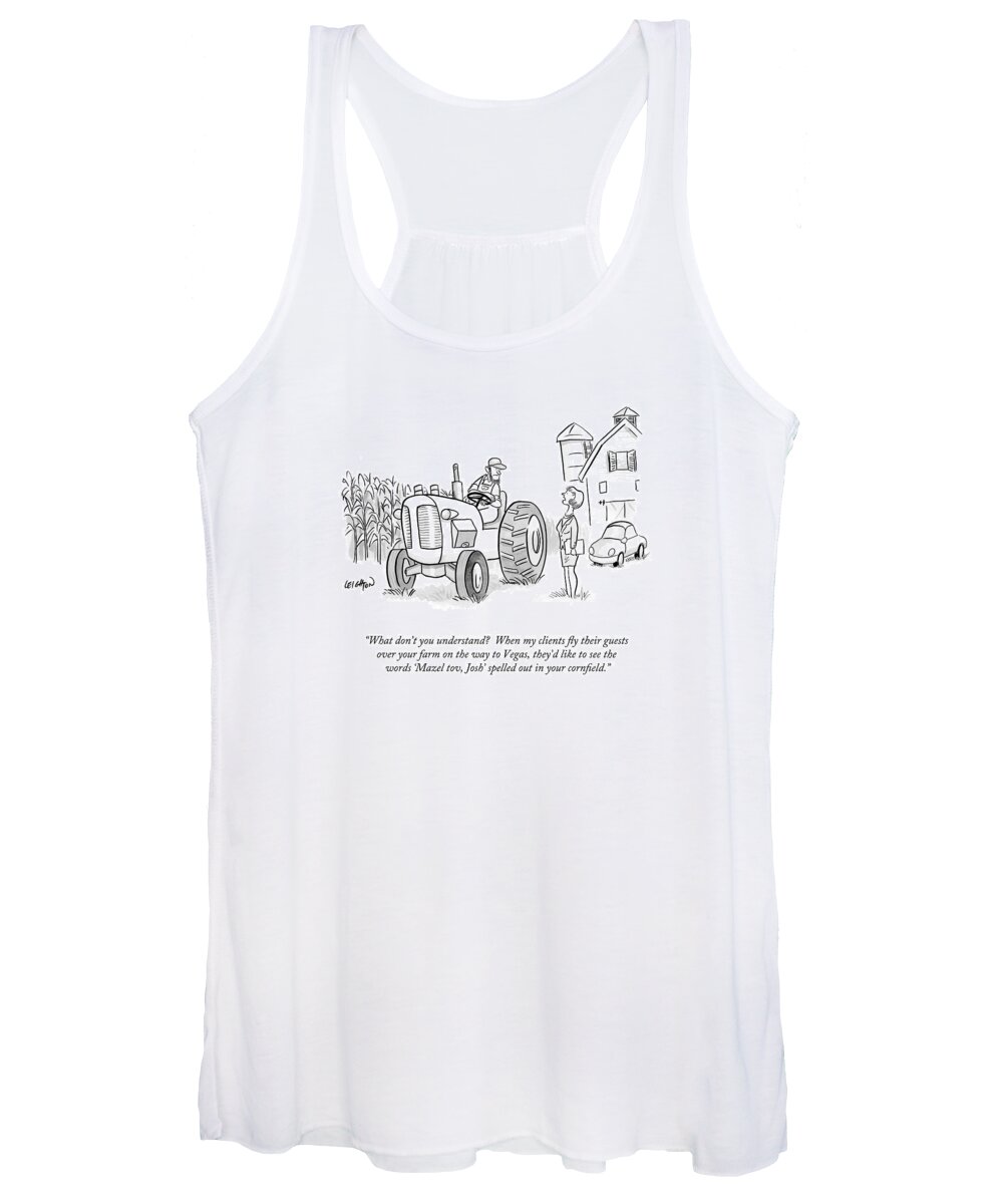 Corn Circles Women's Tank Top featuring the drawing What Don't You Understand? When My Clients Fly by Robert Leighton