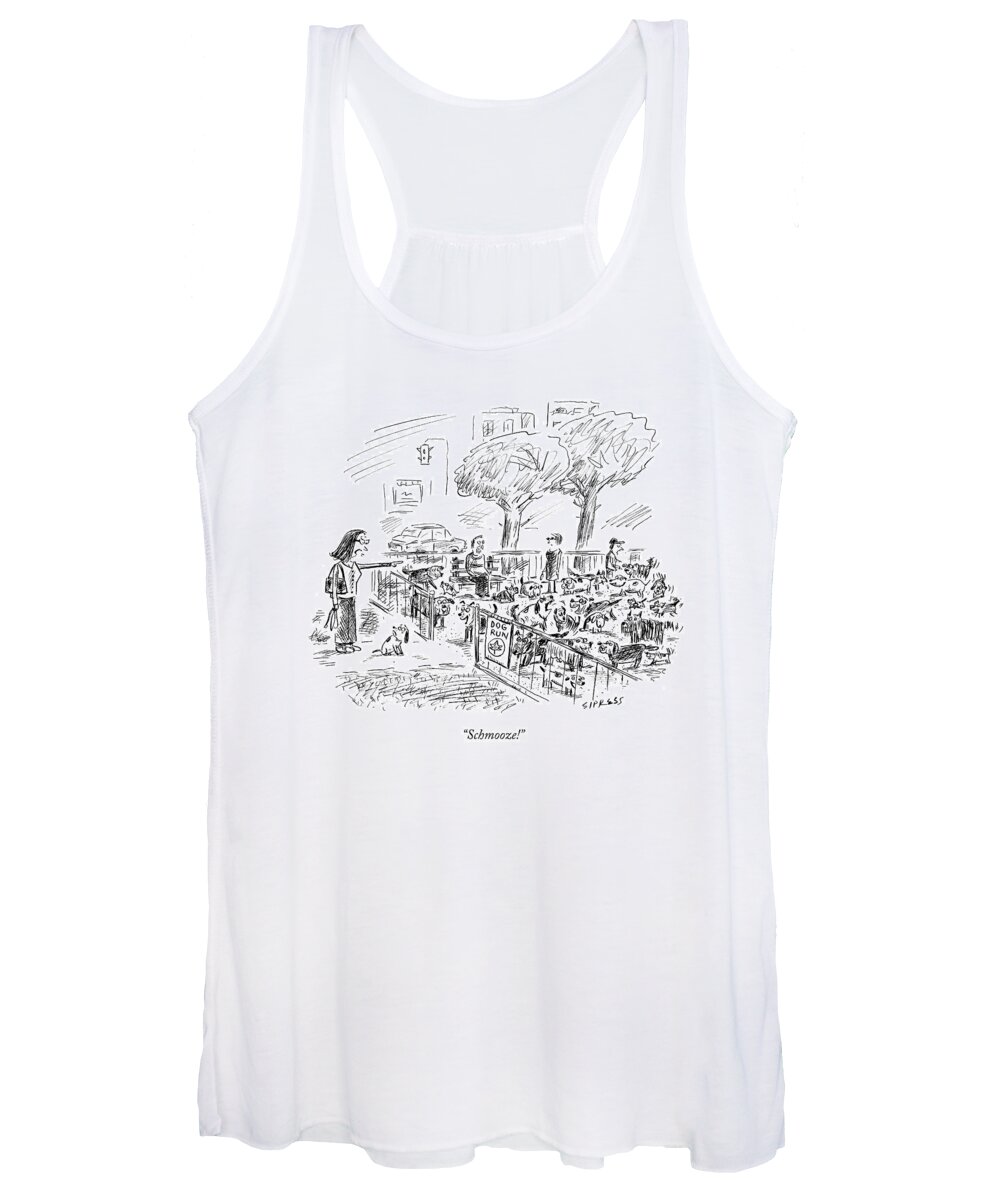 Social Women's Tank Top featuring the drawing Schmooze! by David Sipress