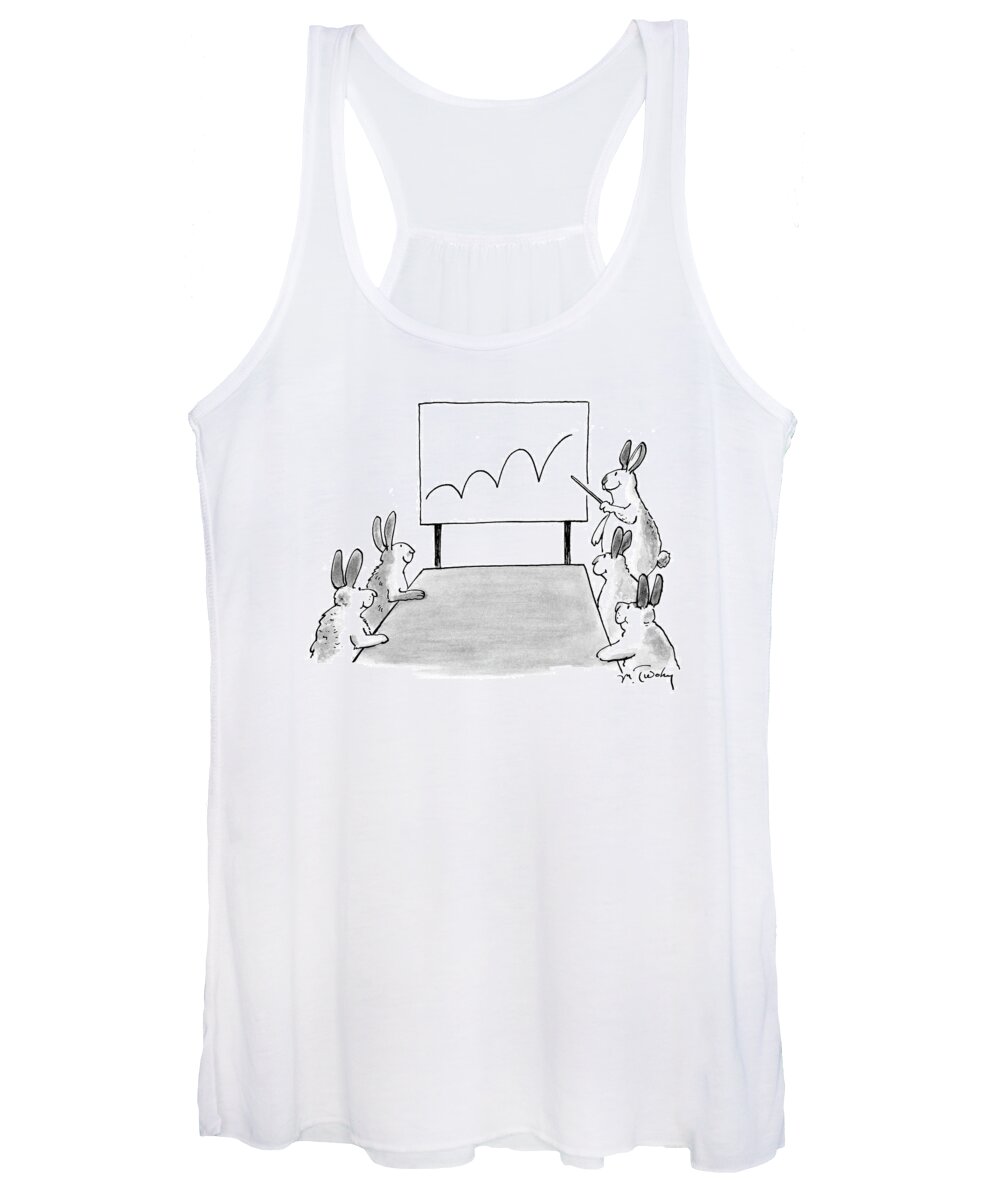 Business Management 

(rabbit At A Meeting Showing A Chart With A Bouncing Line. ) 120164 Mtw Mike Twohy Women's Tank Top featuring the photograph New Yorker December 6th, 2004 by Mike Twohy