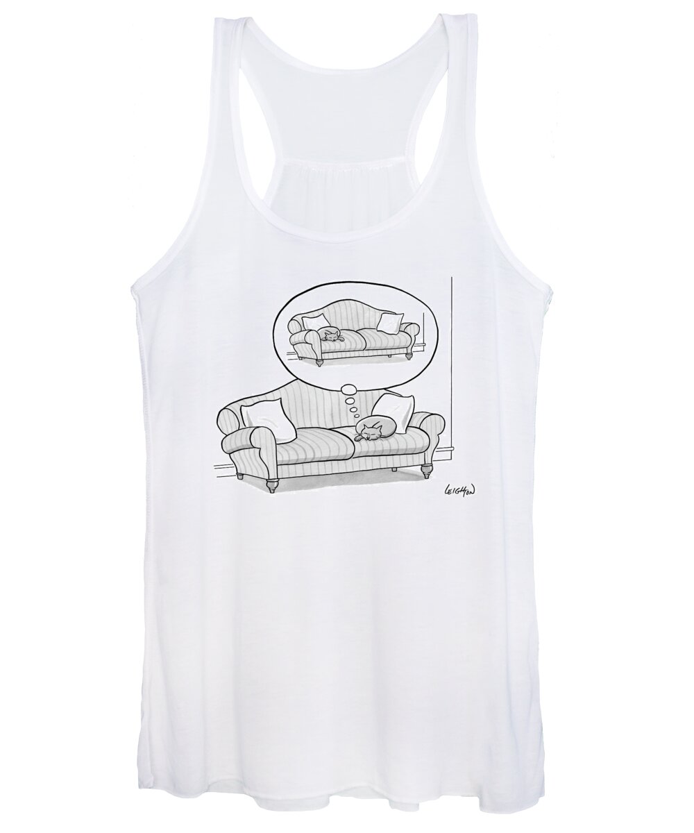 Cat Women's Tank Top featuring the drawing New Yorker November 6th, 2006 by Robert Leighton