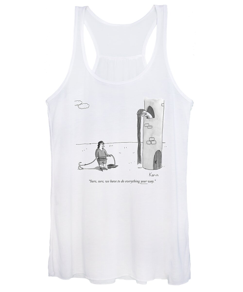 Rapunzel Women's Tank Top featuring the drawing Sure, Sure, We Have To Do Everything Your Way by Zachary Kanin