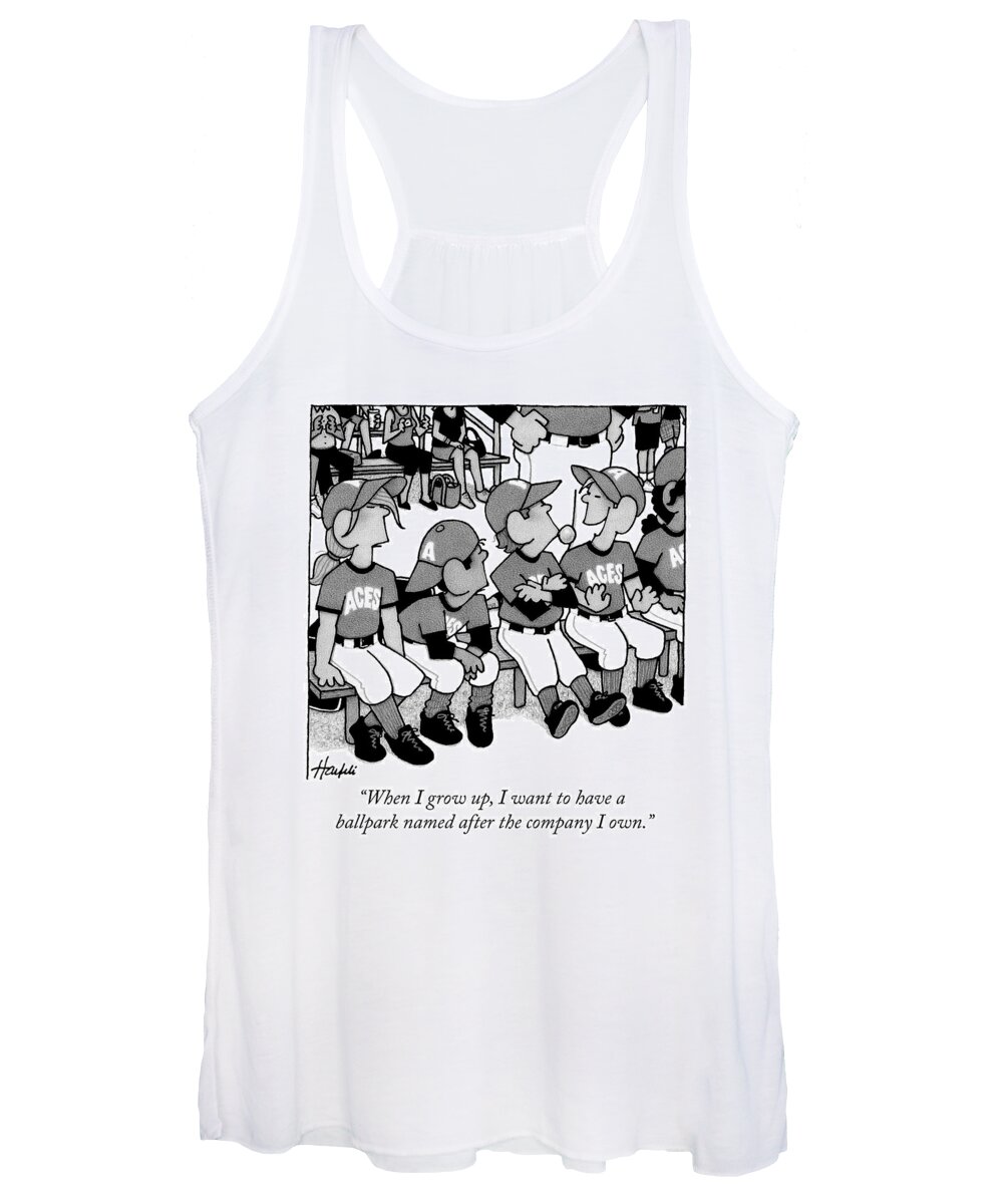 When I Grow Up Women's Tank Top featuring the drawing A Boy On A Little League Team Talks by William Haefeli