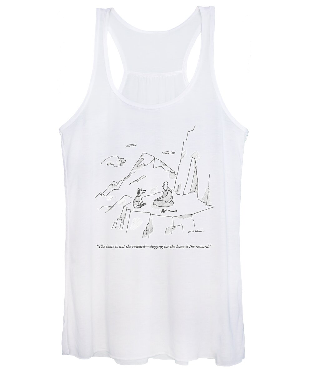 Dogs Women's Tank Top featuring the drawing A Dog Speaks To A Guru On Top Of A Mountain by Michael Maslin