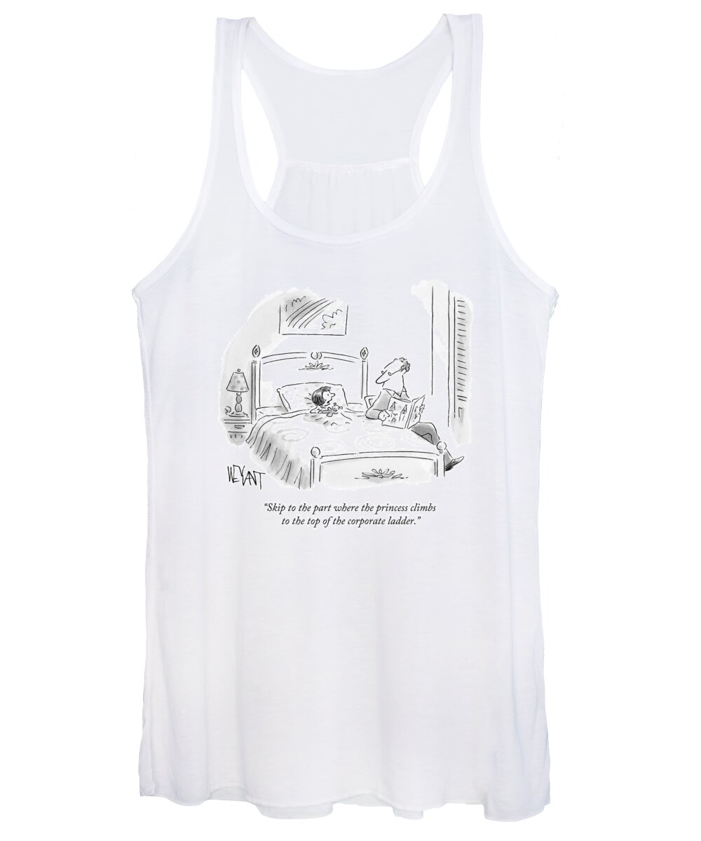 Parenting Women's Tank Top featuring the drawing A Father Reads His Daughter A Bedtime Story by Christopher Weyant