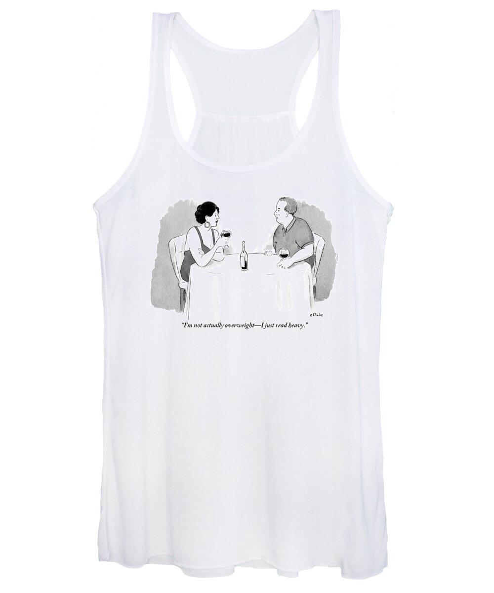 Dates - Social Women's Tank Top featuring the drawing A Heavyset Man Talks To His Date At A Dinner by Emily Flake