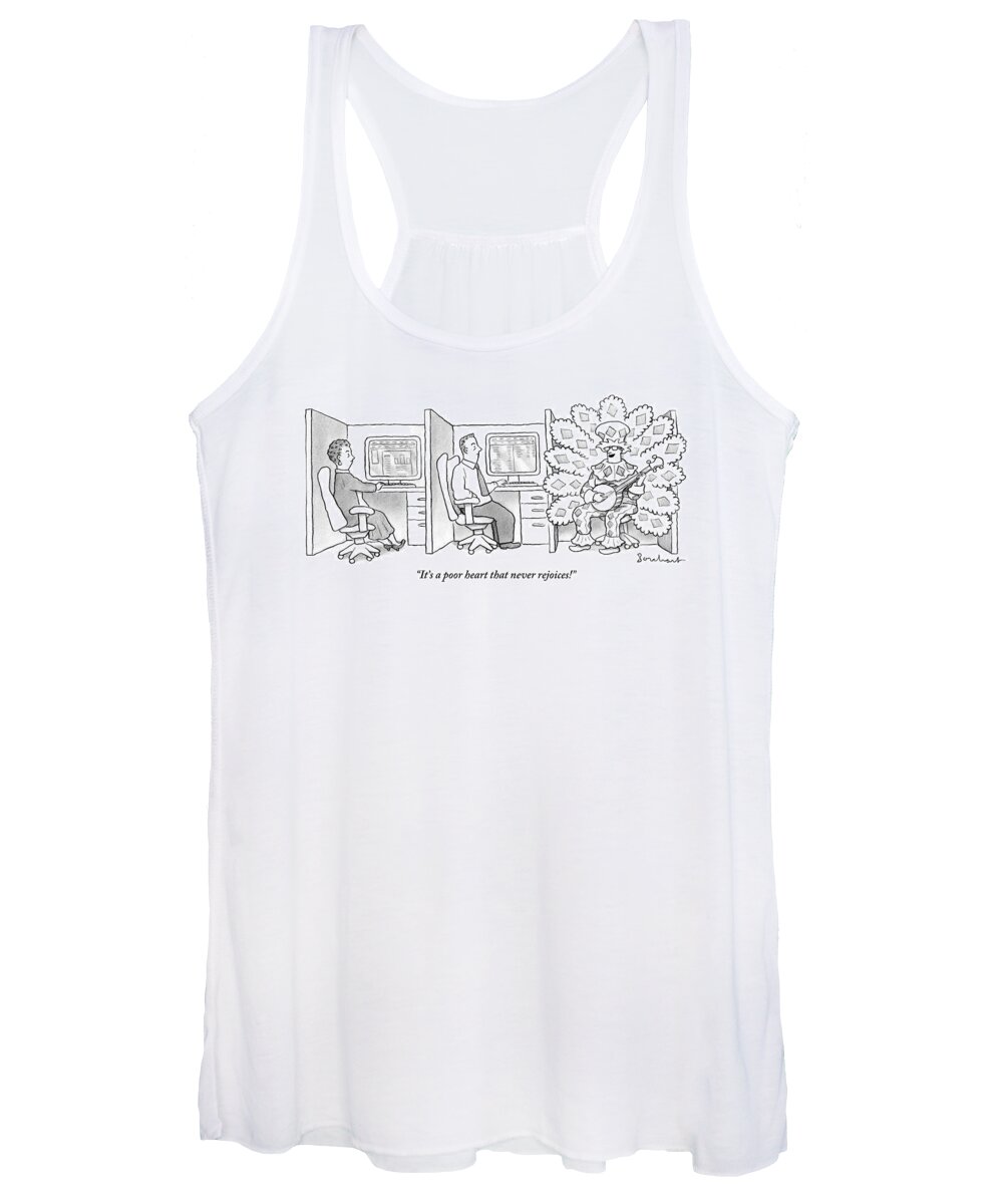 Cubicles Women's Tank Top featuring the drawing A Man In A Huge by David Borchart
