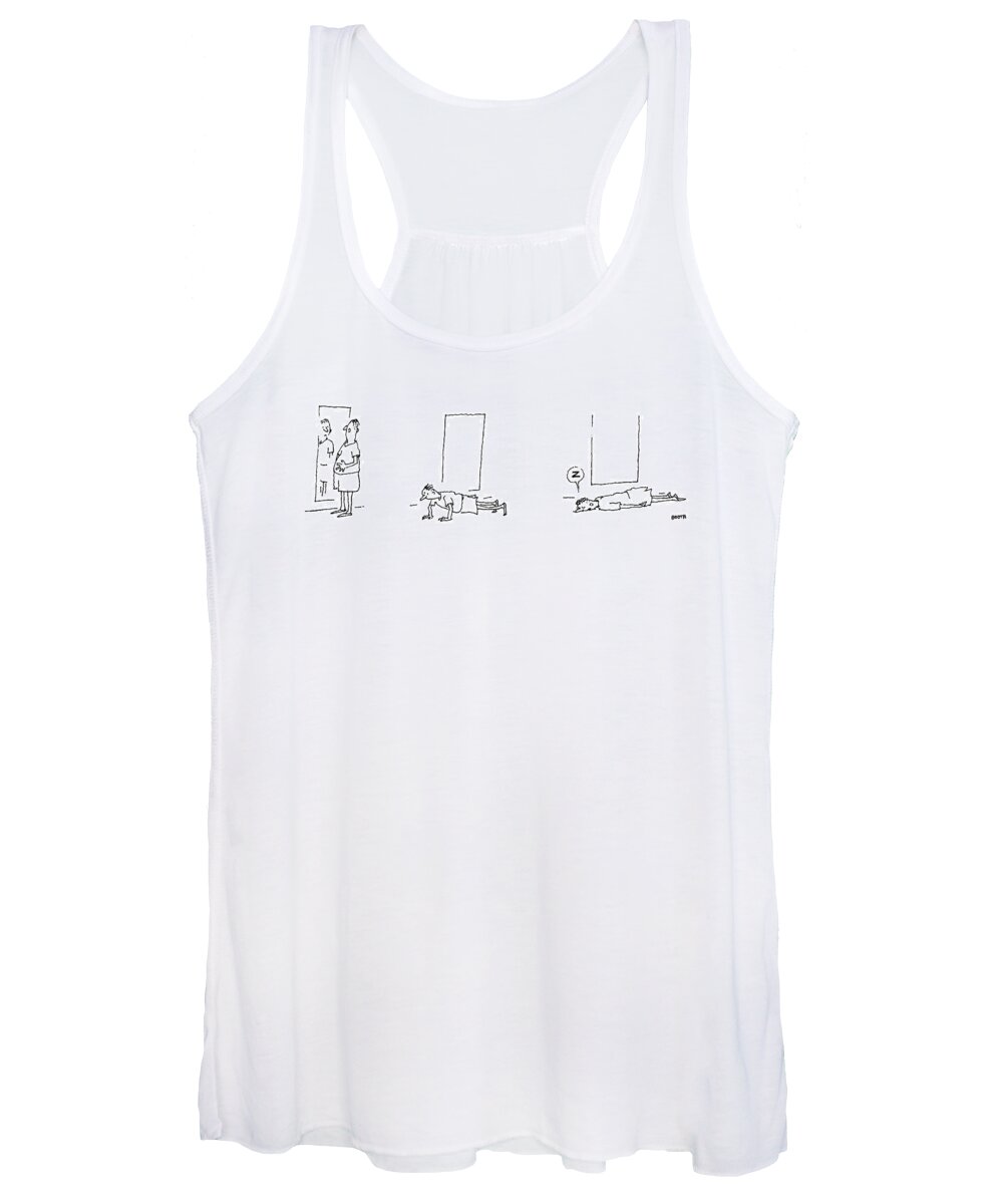 A Man Notices He Is Overweight In A Mirror. He Tries To Do Pushups. But Falls Asleep. Captionless
132380 Women's Tank Top featuring the drawing A Man Notices He Is Overweight In A Mirror by George Booth