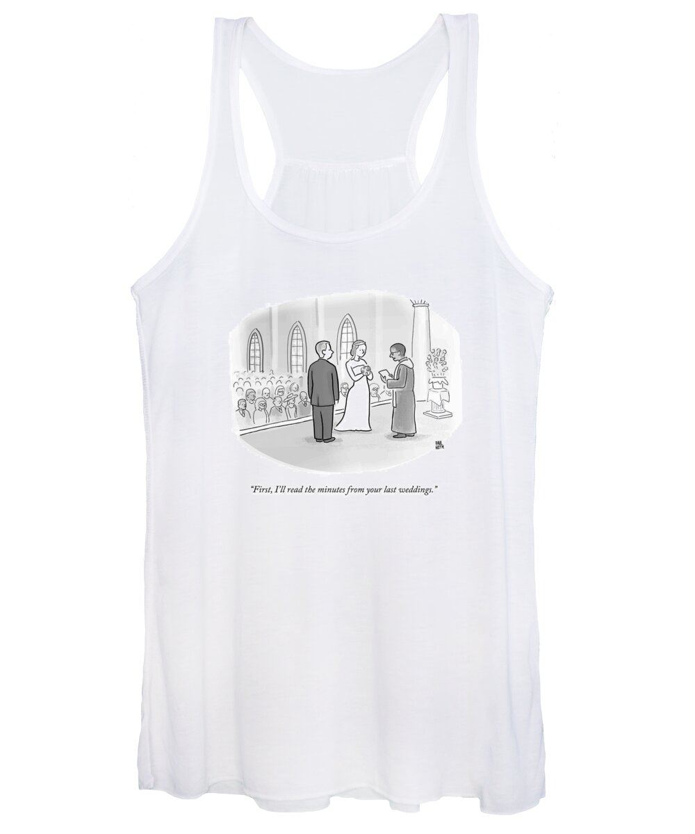 Divorce Women's Tank Top featuring the drawing A Minister Performing A Wedding Speaks by Paul Noth