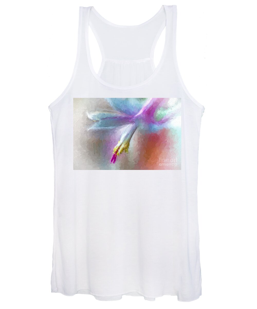 Canvas Prints Women's Tank Top featuring the photograph A Painted Christmas Cactus by Dave Bosse