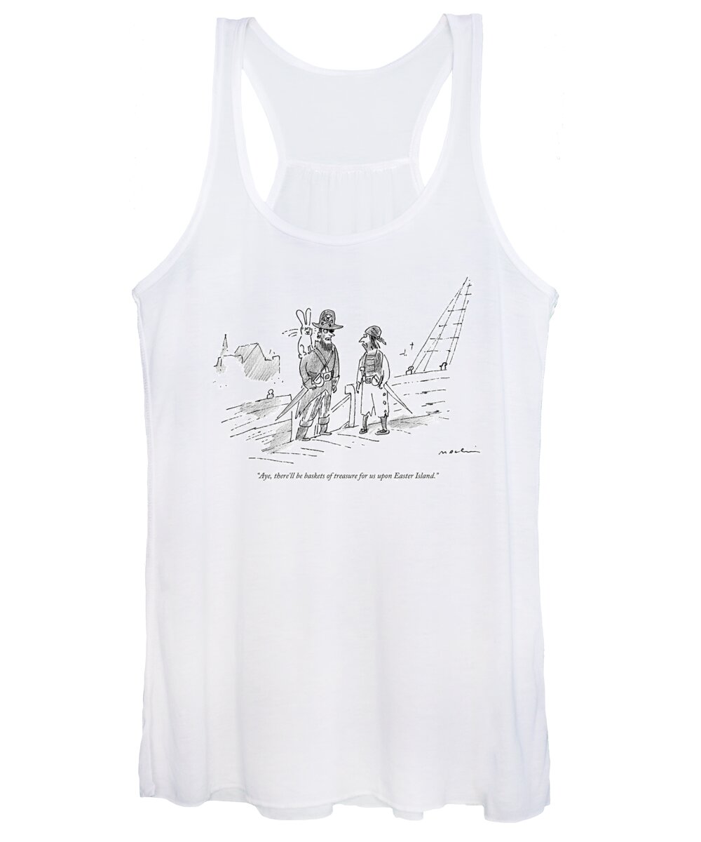 Cctk Women's Tank Top featuring the drawing A Pirate Has A Rabbit On His Shoulder by Michael Maslin