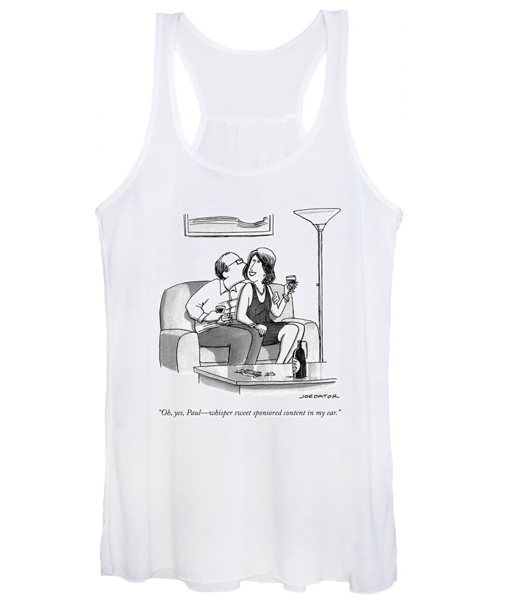 Advertising Women's Tank Top featuring the drawing A Woman Speaks To A Man Who Is Whispering by Joe Dator