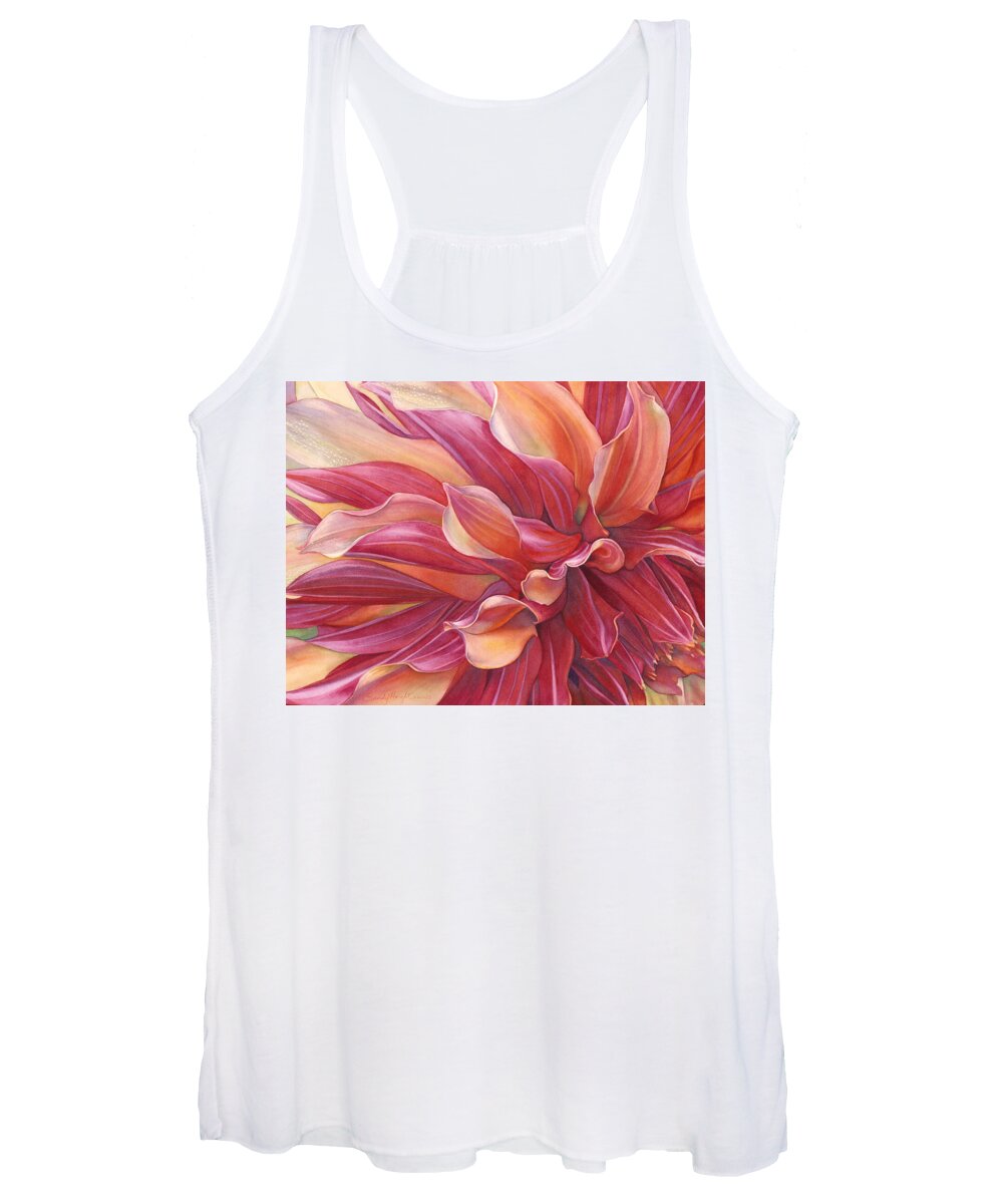 Flower Women's Tank Top featuring the painting Ablaze by Sandy Haight