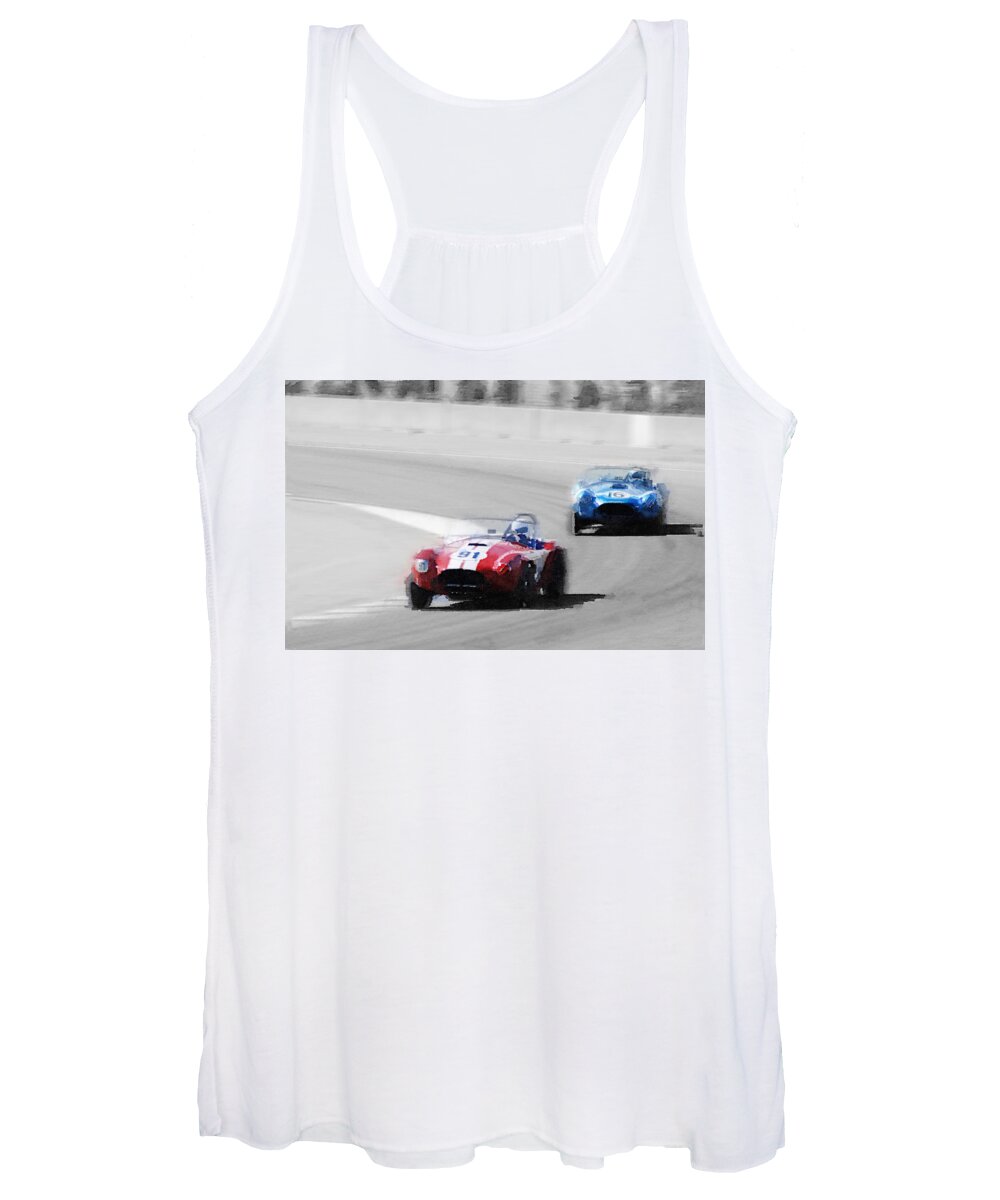 Ac Cobra Shelby Women's Tank Top featuring the painting AC Cobra Racing Monterey Watercolor by Naxart Studio