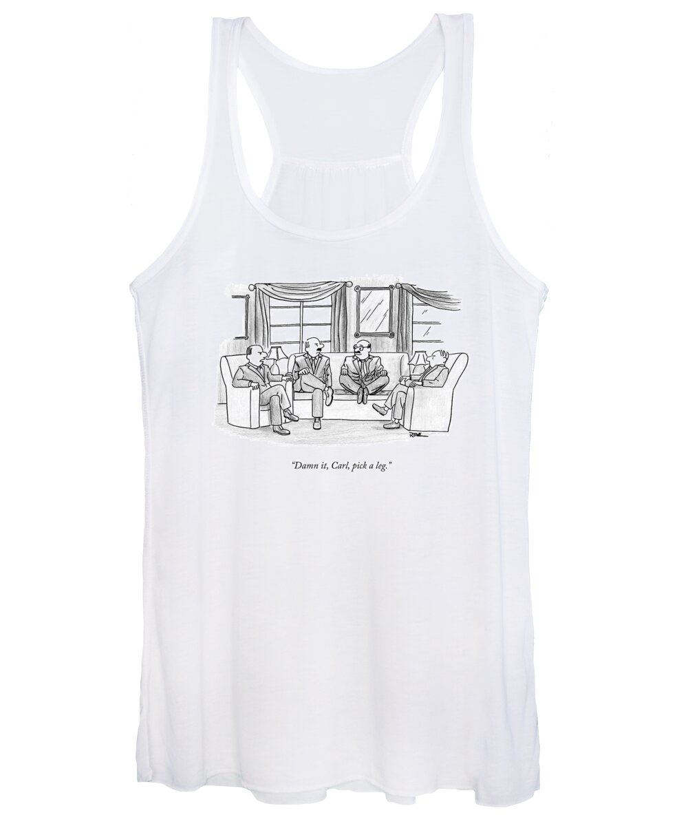 Men Women's Tank Top featuring the drawing Among Three Other Men With Their Legs Crossed by Julian Rowe