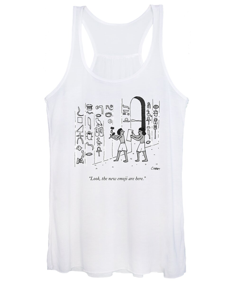 Emoji Women's Tank Top featuring the drawing An Ancient Egyptian Speaks To Another Who by Cameron Harvey