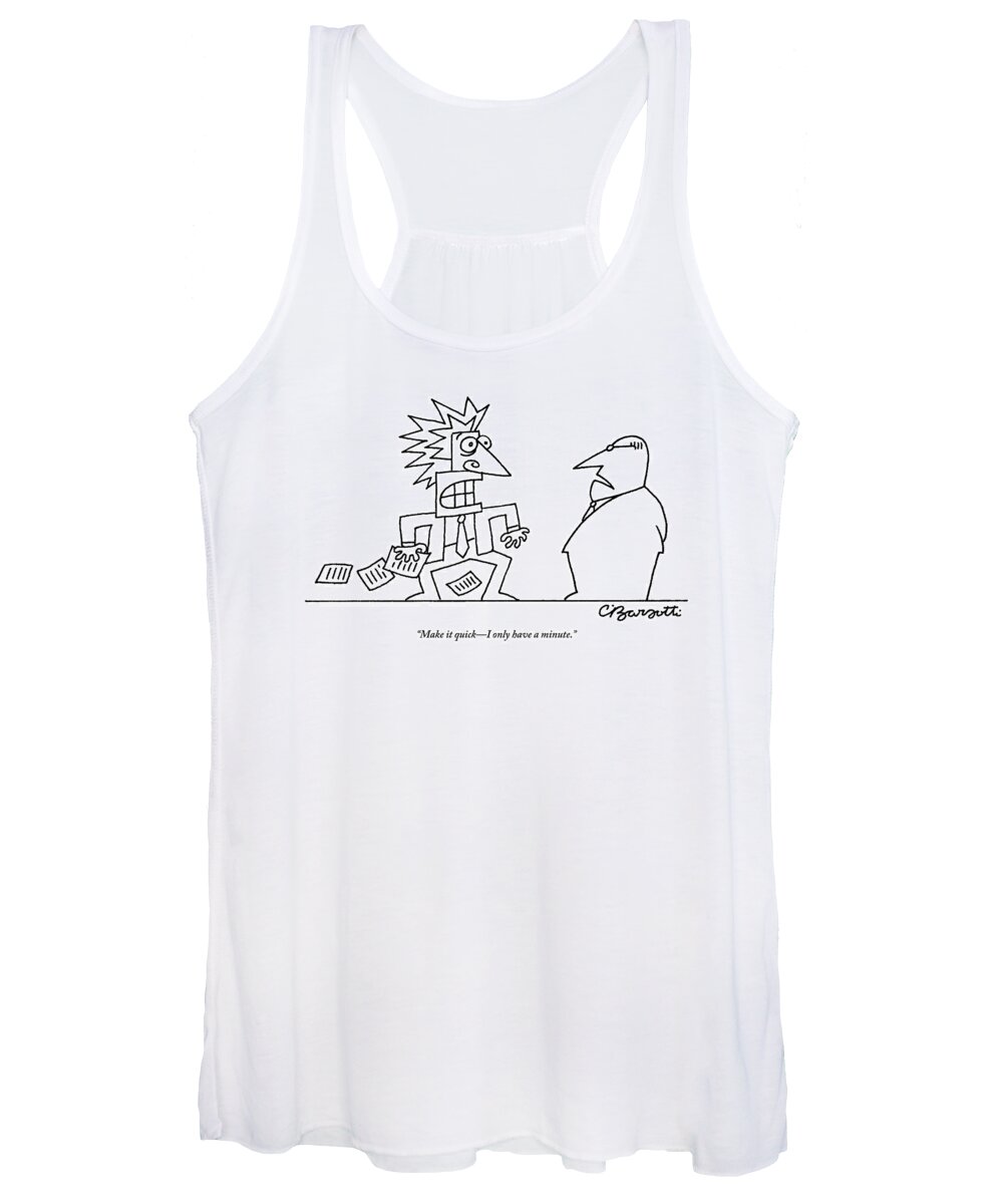 
Executives Women's Tank Top featuring the drawing An Executive Speaks To A Stressed And Geometric by Charles Barsotti