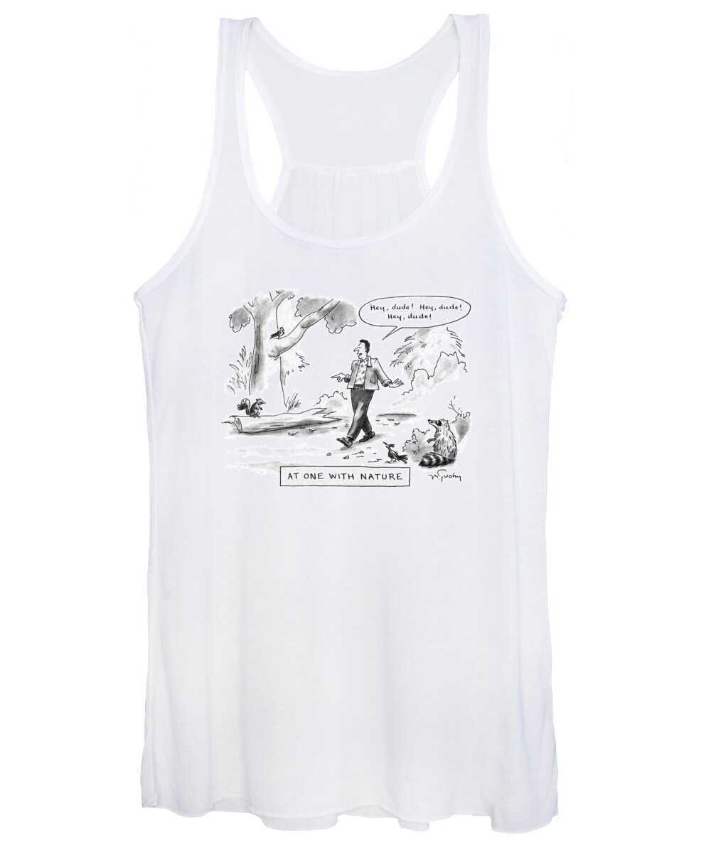 Nature Women's Tank Top featuring the drawing At One With Nature by Mike Twohy