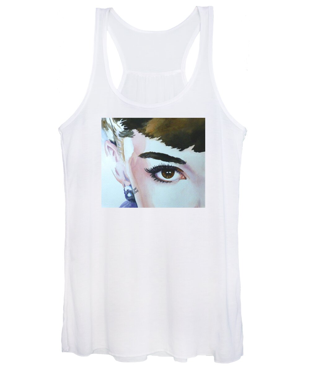 Audrey Hepburn Women's Tank Top featuring the painting Audrey by Michal Madison