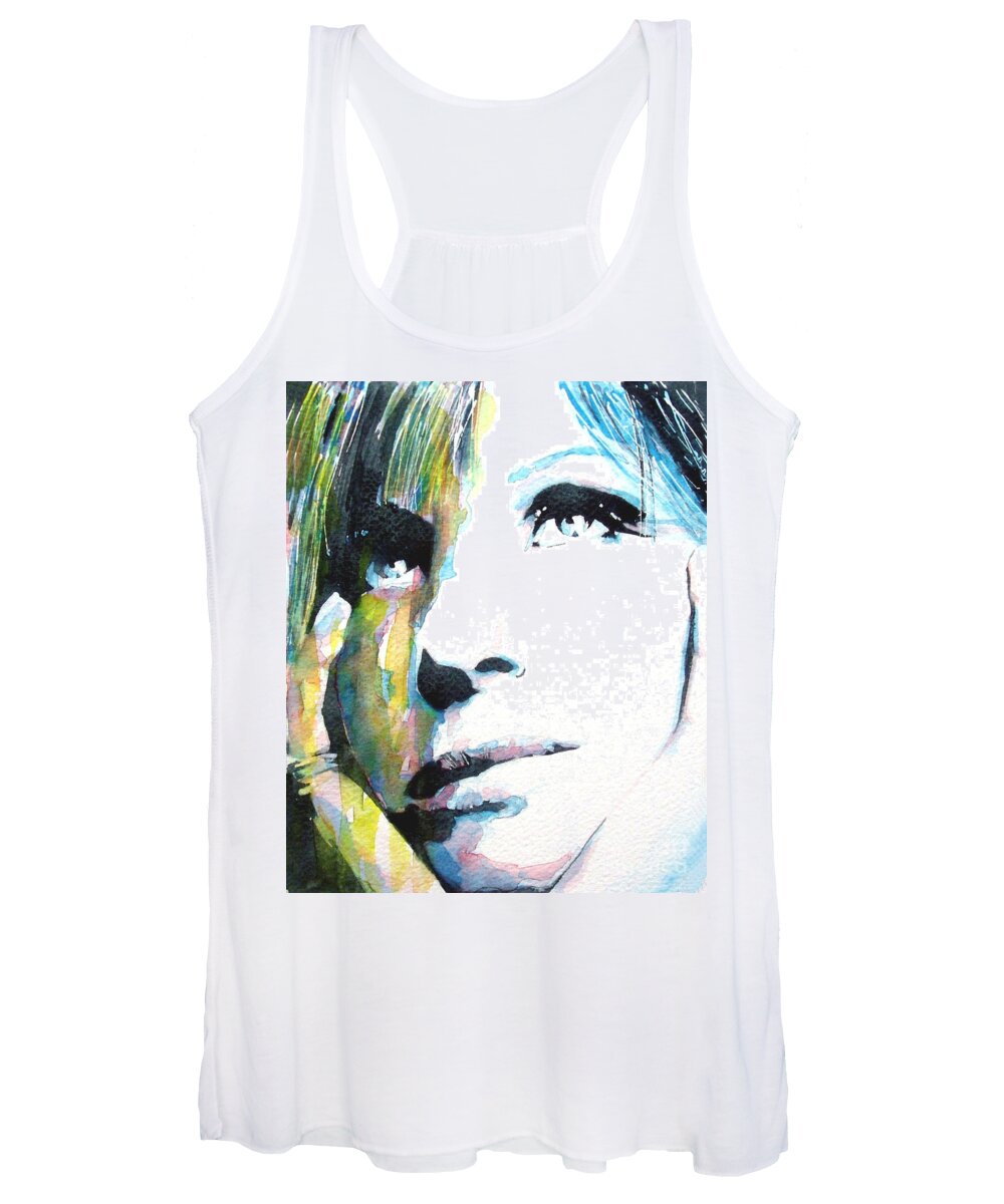 The Wonderful Barbara Streisand Caught In Waterrcolor Women's Tank Top featuring the painting Barbra Streisand by Paul Lovering