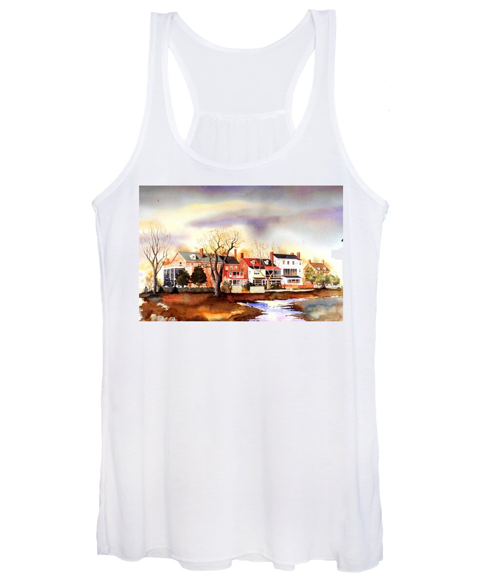 Landscape Women's Tank Top featuring the painting Behind the Strand in New Castle by William Renzulli
