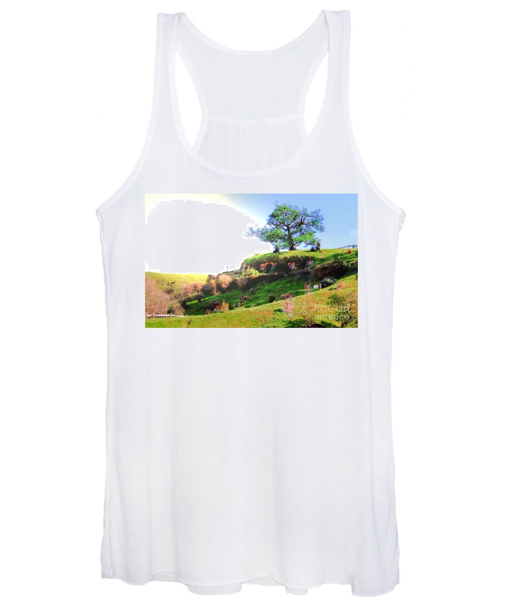Hobbit Women's Tank Top featuring the photograph Bilbo's Tree in the sunlight by HELGE Art Gallery