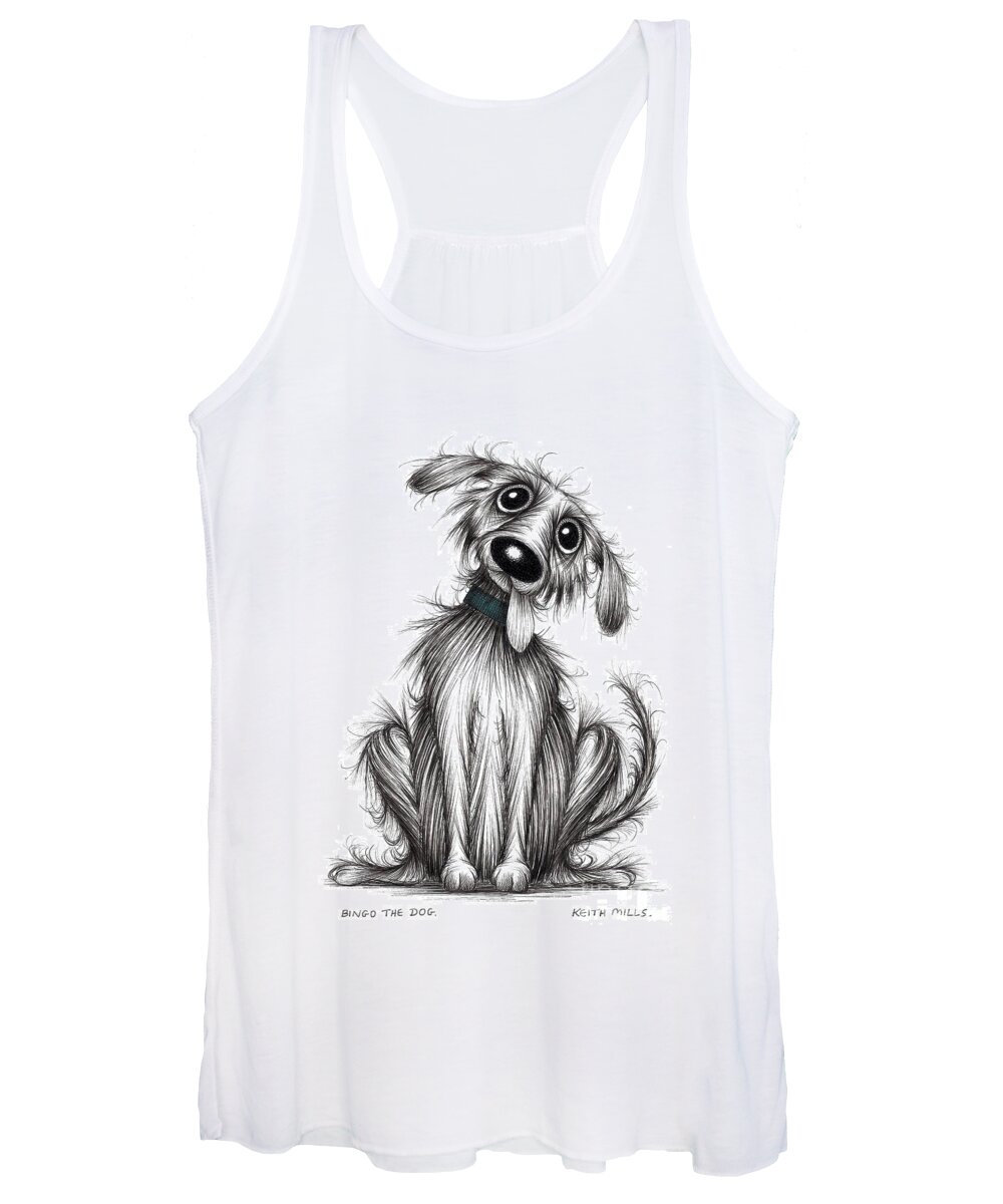 Dog Women's Tank Top featuring the drawing Bingo the dog by Keith Mills