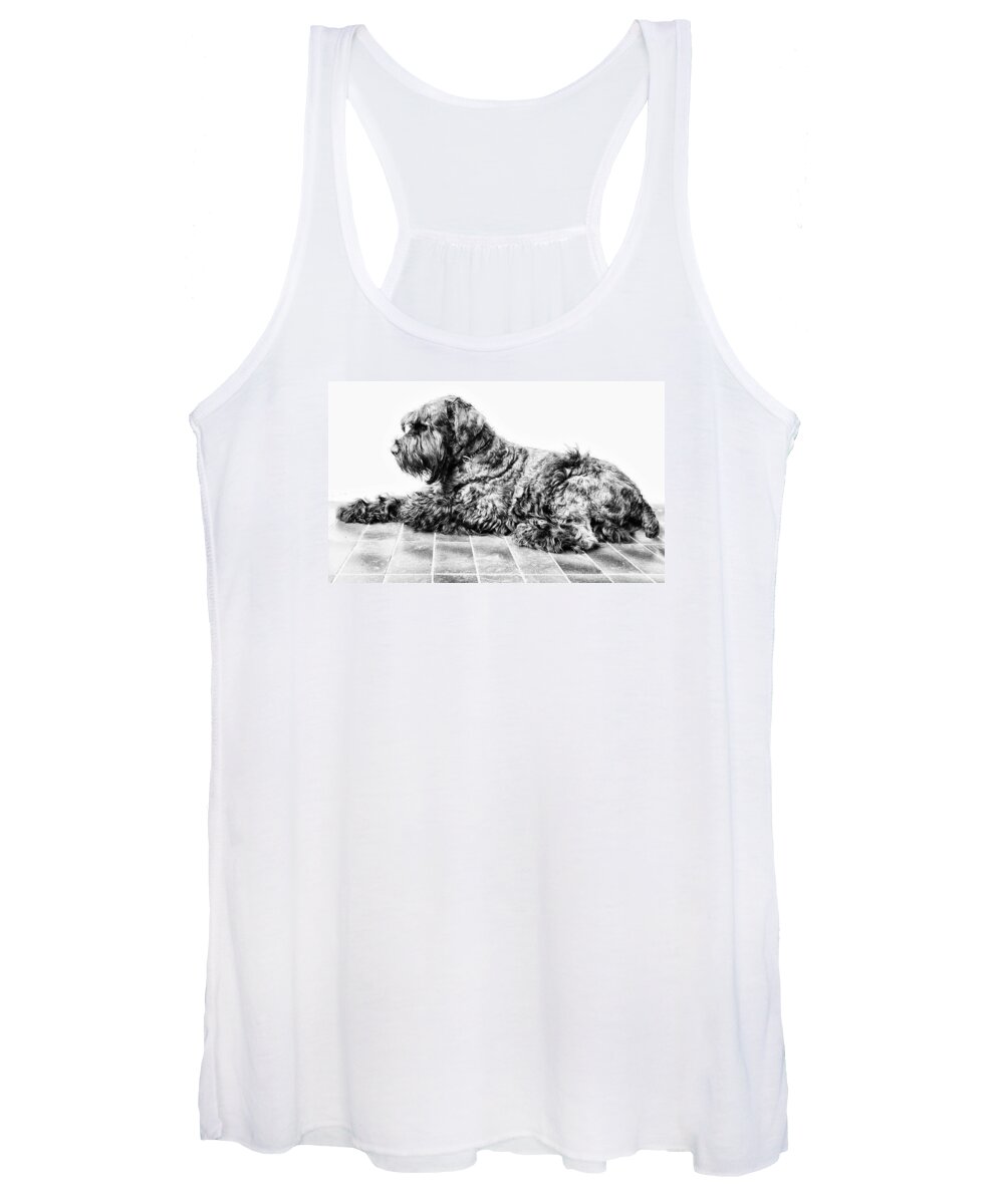 Black Women's Tank Top featuring the mixed media Black dog by Andrei SKY