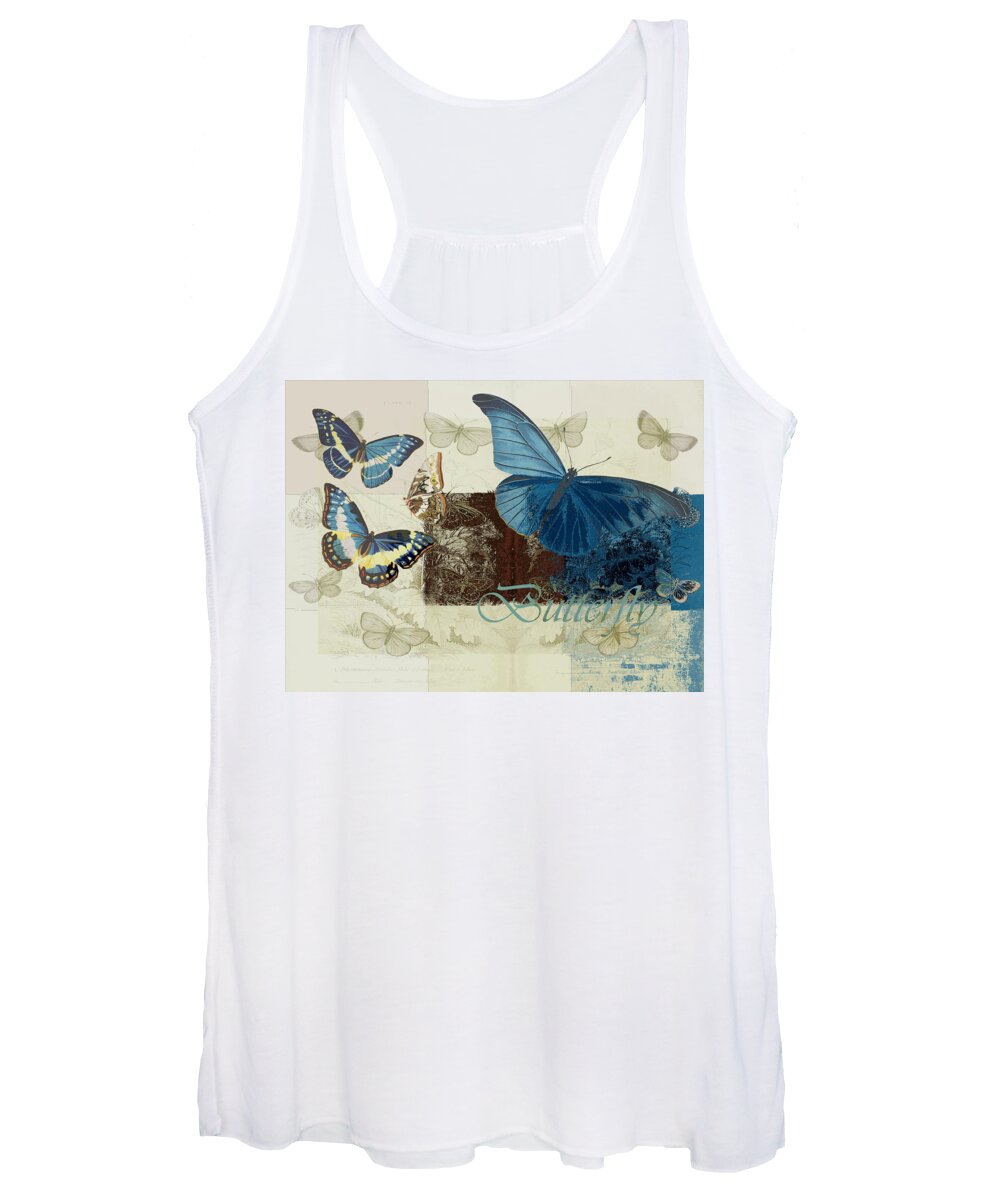 Butterfly Women's Tank Top featuring the digital art Blue Butterfly - j152164152-01 by Variance Collections
