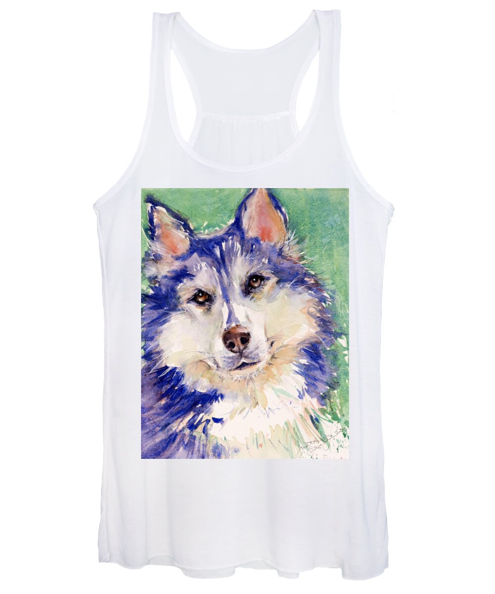 Dog Women's Tank Top featuring the painting Blue by Judith Levins