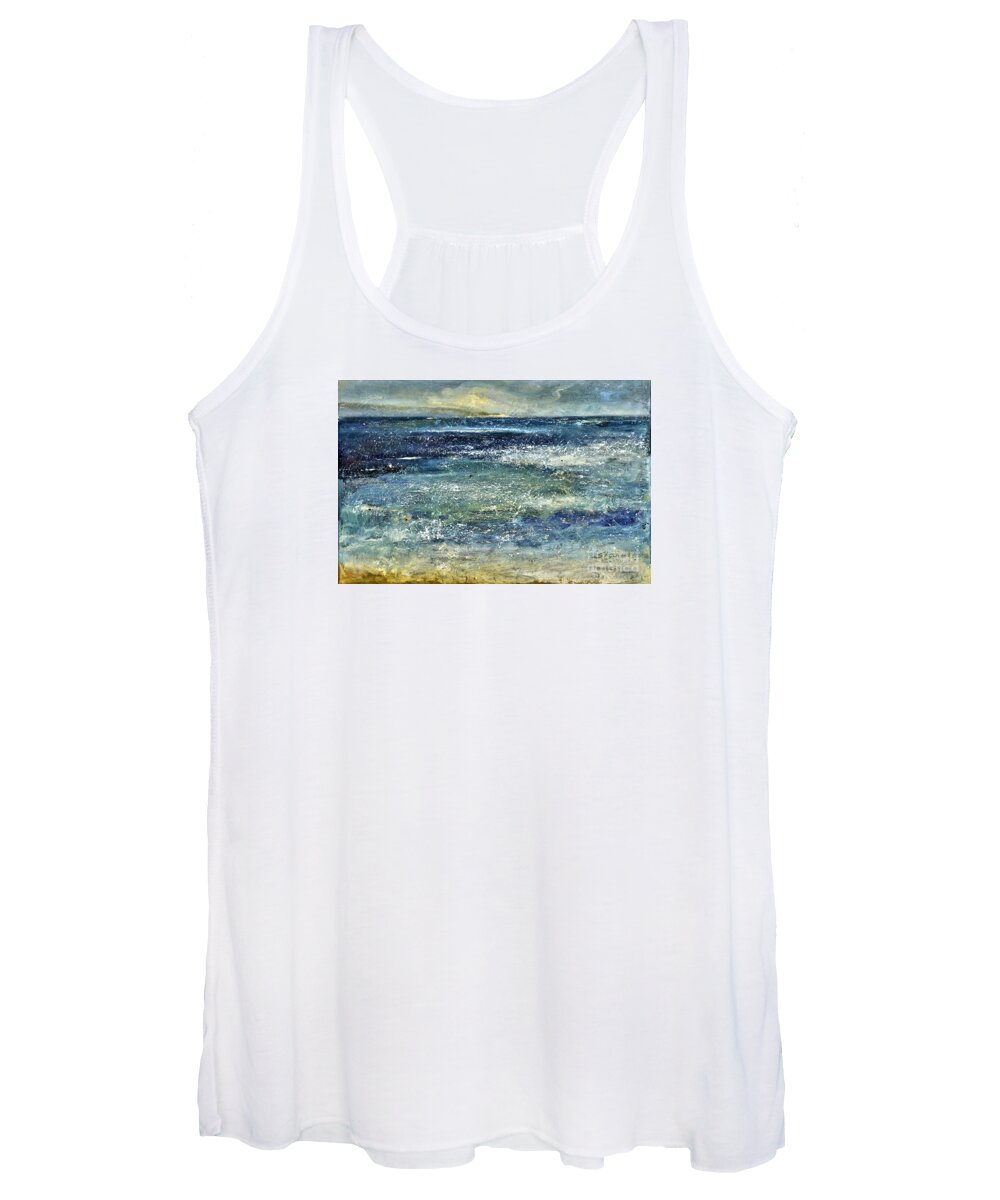 Seascape Art Women's Tank Top featuring the painting Blue Ocean by Shijun Munns