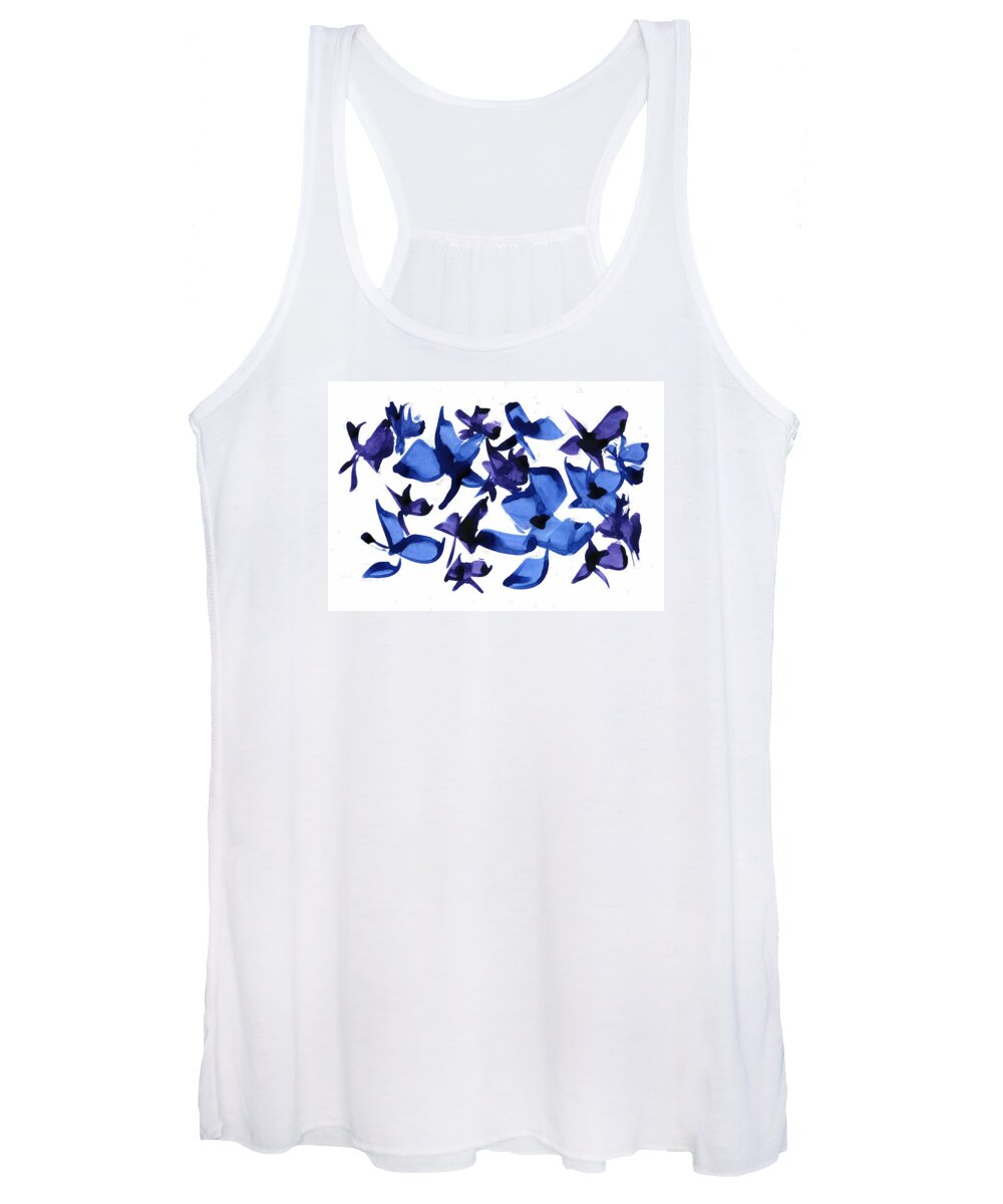 Flower Women's Tank Top featuring the mixed media Blues and Violets by Frank Bright