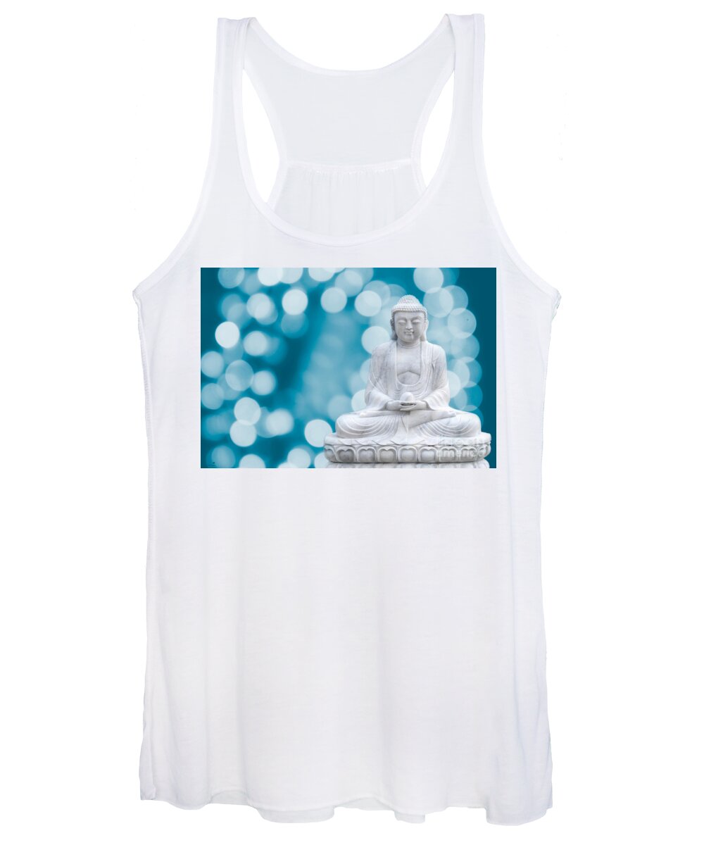 Asia Women's Tank Top featuring the photograph Buddha Enlightenment Blue by Hannes Cmarits