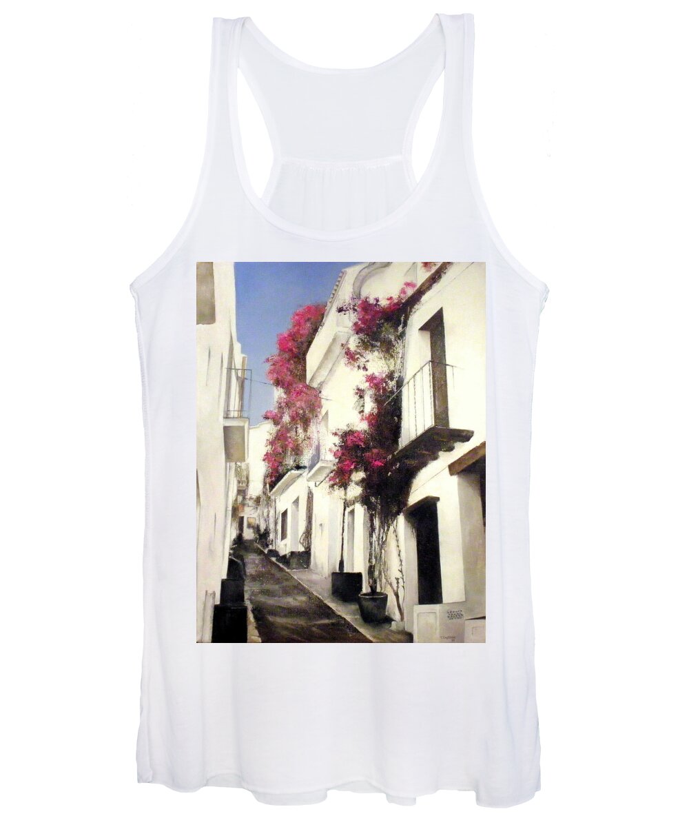 Flowers Women's Tank Top featuring the painting Cadaques Spain by Tomas Castano