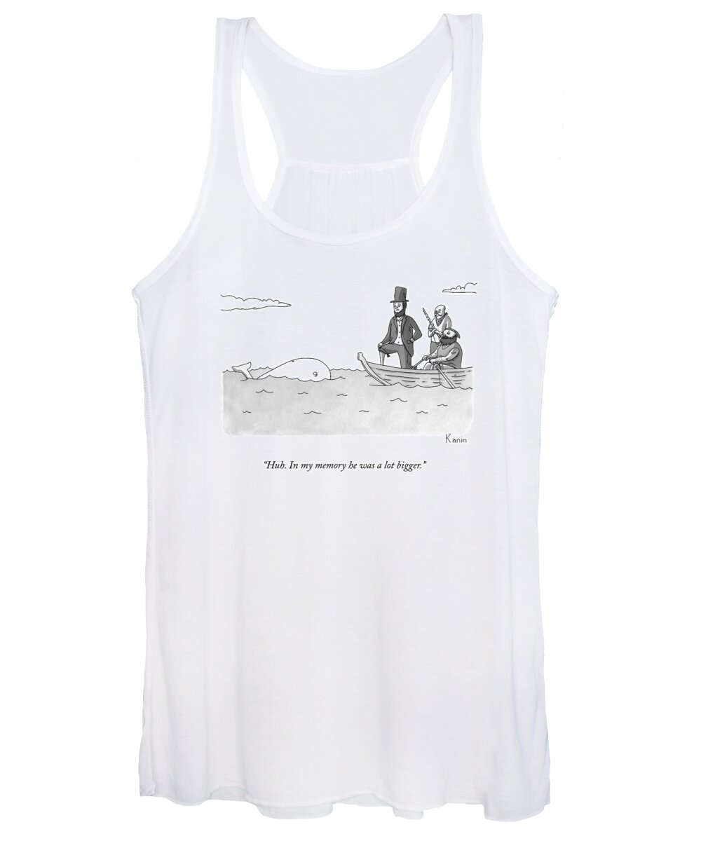 Moby Dick Women's Tank Top featuring the drawing Captain Ahab Finds A Small Whale by Zachary Kanin