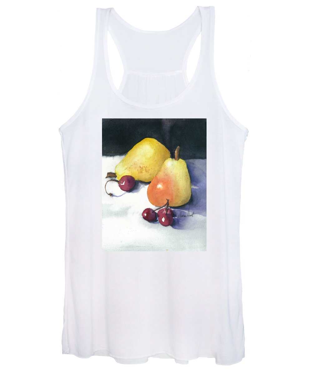 Fruit Women's Tank Top featuring the painting Cherries and Pears by Maria Hunt